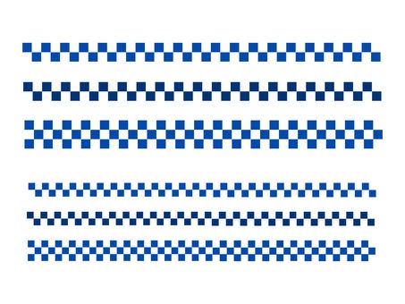 お正月　格子柄ラインセット　青