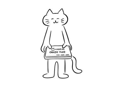 名刺を差し出す猫（モノクロ） 猫,名刺,名刺交換,自己紹介,連絡先,マナー,挨拶,ビジネス,ビジネスマン,営業のイラスト素材