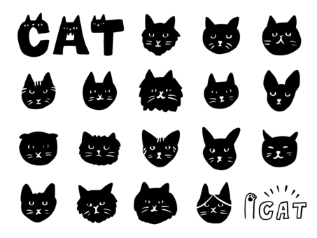 cat silhouette monochrome hand drawn, बिल्ली, meatballs, हाथ से पेंट, JPG and AI