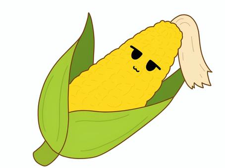 ジト目のとうもろこしアイコン 野菜,とうもろこし,果菜類,穀物,かわいい,アイコン,顔,シンプル,手描き,ジト目のイラスト素材