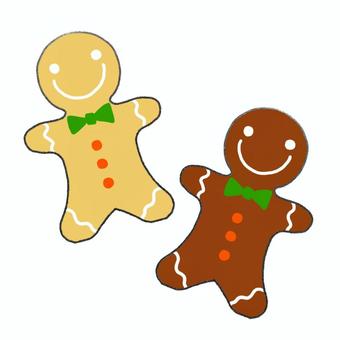 2枚のジンジャーブレッドマン ジンジャーブレッドマン,クリスマス,お菓子,クッキー,ジンジャークッキー,ココアのイラスト素材