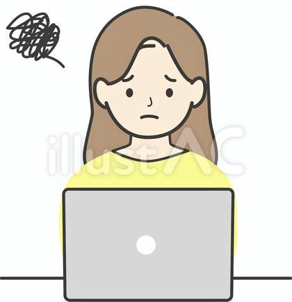 PCで作業中の困る女性A カラー