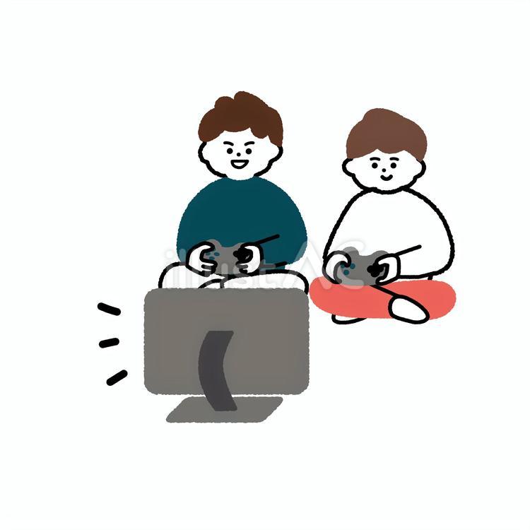 笑顔でゲームをする男の子たち ゲーム,友達,男性のイラスト素材