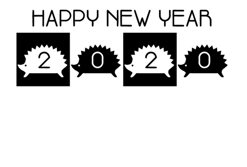 Black and white 2020 childhood casual New Year's card, , JPG