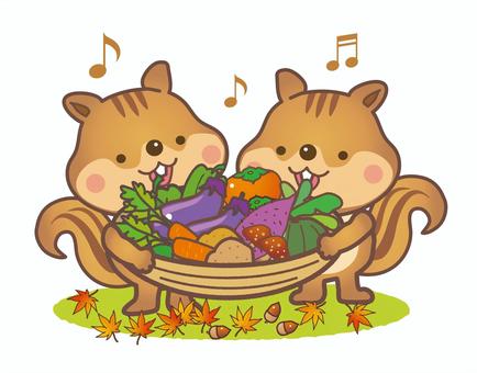 リスと収穫の秋