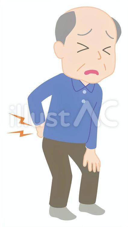 腰痛に苦しむ高齢男性 腰痛,腰,患うのイラスト素材