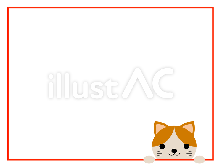 猫　メモ　フレーム　動物　赤 動物,猫,フレームのイラスト素材