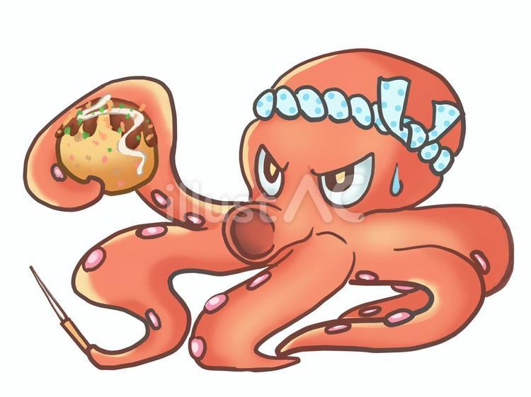 タコとたこ焼き タコ,たこ焼き,はちまきのイラスト素材