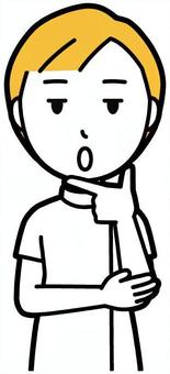  理学療法士女(黄)-508-バスト 考える,理学療法士,整体師,白衣,医療,病院,柔道整復師,カイロプラクティック,鍼灸師,マッサージ師のイラスト素材
