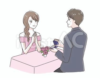 恋人にレストランでプロポーズする男性