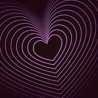 ハート波紋　 ハート,波紋,重複,曲線,マーク,濃淡,暗い,背景,ピンクのイラスト素材