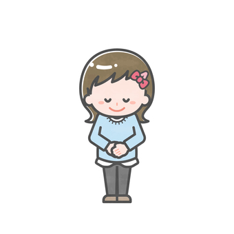 ミニ_単体_私服の女児08 女児,こども,幼児,園児,幼稚園,保育園,小学生,私服,プライベート,全身のイラスト素材