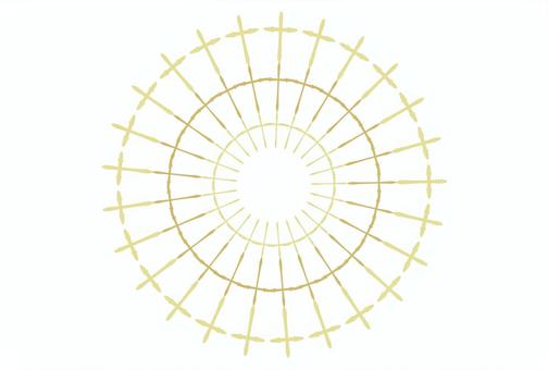 十字架風の集中線のような後光 十字架風の集中線のような後光 後光,十字架,放射線状,金,円のイラスト素材