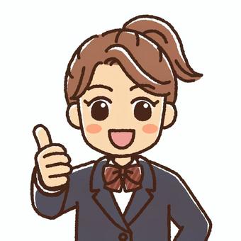 親指を立てている笑顔の女子学生 親指を立てている笑顔の女子学生 女性,女子,中学生のイラスト素材