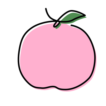一筆書きの桃アイコン 桃,アイコン,かわいい,線画,一筆書き,手書き,手描き,黒,フルーツ,食べ物のイラスト素材