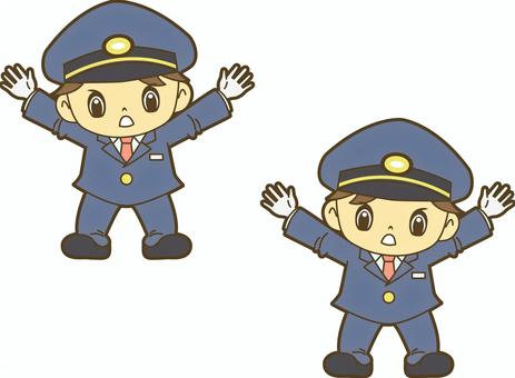制止する鉄道員 駅員,車掌,運転士,運転手,鉄道員,乗務員,鉄道,新幹線,路面電車,地下鉄のイラスト素材