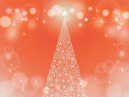 クリスマスのイルミネーション背景　6　赤 クリスマス,冬,背景,雪,雪の結晶,キラキラ,手描き,フレーム,クリスマスツリー,ツリーのイラスト素材