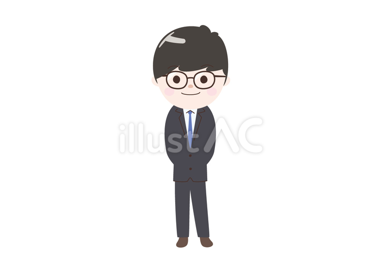 休んでいる線なしメガネビジネスマン 線なし,人物,サラリーマンのイラスト素材