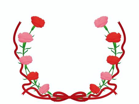 carnation and ribbon decoration, pink, frame, background, JPG and PNG