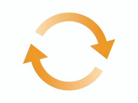橙矢印（循環・2つ・単色グラデ） 矢印,循環,回転,円,回る,サイクル,リサイクル,ループ,戻る,オレンジのイラスト素材