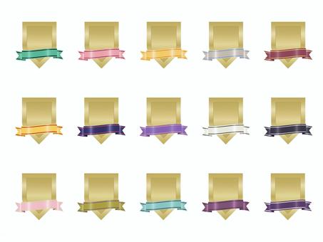 いろいろメダルリボンセット23 あしらい,フレーム,メダル,リボン,レトロ,シルエット,かわいい,見出し,飾り,デザインのイラスト素材