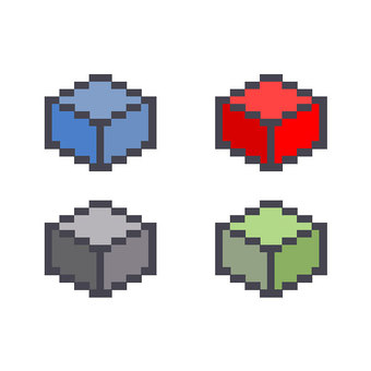 ドット絵アイコンセット ボックス ドット絵アイコンセット ボックス 8ビット,セット,ドット絵,ピクセルアート,四角い箱,箱,ブロック,カラーバリエーション,色違い,セット素材のイラスト素材