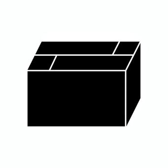 折り込んで封をした段ボール箱のシルエット 段ボール,箱,梱包,シルエット,シンプル,挿絵,黒,アイコン,荷物,素材のイラスト素材