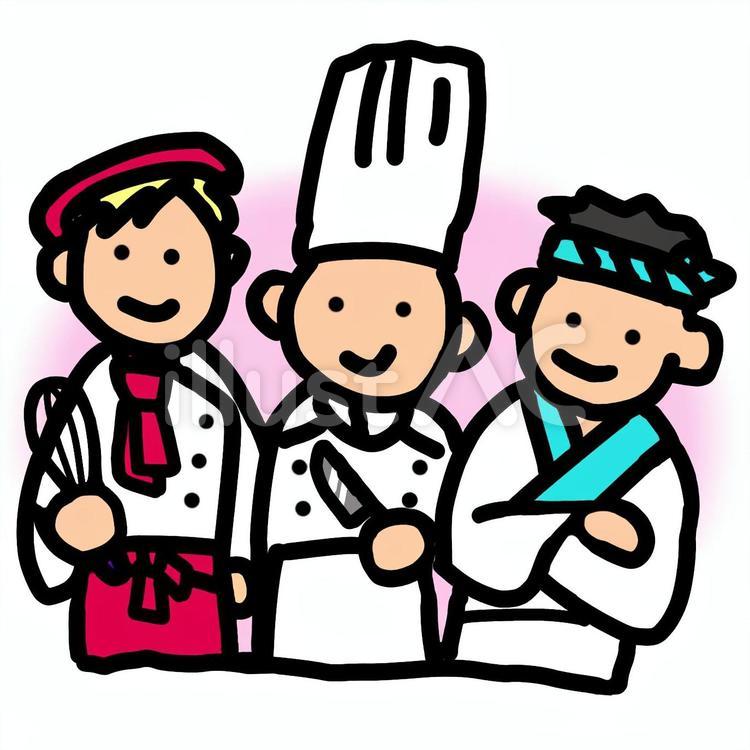 パティシエシェフ板前 パティシエ,シェフ,板前のイラスト素材
