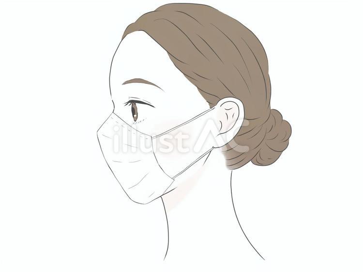 マスクをしている横顔の女性 女性,マスク,顔のイラスト素材