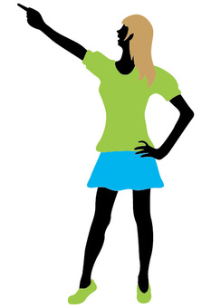 Points above women, female, finger pointing, silhouette, JPG, PNG and AI