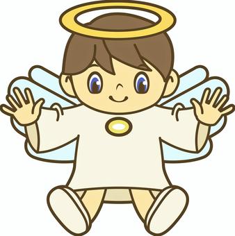 天使がやってきた 天使,エンジェル,子供,幼児,キッズ,男の子,人物,可愛い,ゆるい,ほっこりのイラスト素材