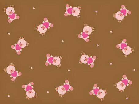 ハートとクマのバレンタインパターン背景 バレンタインデー,背景,クマ,ハート,パターン,柄,模様,かわいい,手描き,あしらいのイラスト素材