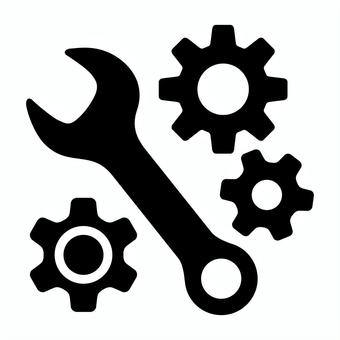 メンテナンスのアイコン メンテナンス,スパナ,レンチ,歯車,工具,カスタマイズ,設定,修理,整備,道具のイラスト素材
