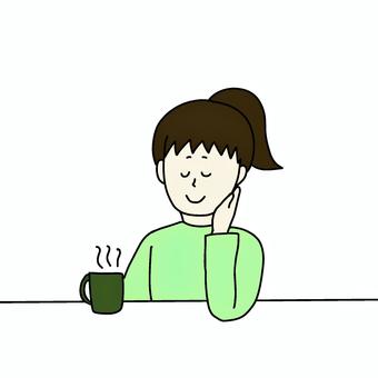 リラックスする女性 女性,人物,シンプル,リラックス,マグカップのイラスト素材
