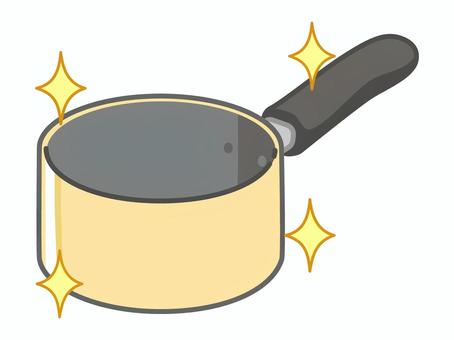 ピカピカの片手鍋（手前向き） 鍋,片手鍋,料理,クッキング,調理,調理器具,キッチン,台所,厨房,キッチン用品のイラスト素材