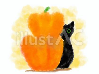 大きいカボチャと黒猫ちゃん