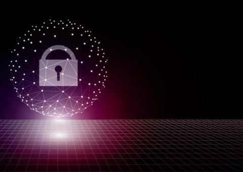 サイバーセキュリティの紫色のイメージ背景 デジタル,サイバー,セキュリティ,鍵,テクノロジー,幾何学,ライン,グリッド,空間,スタイリッシュのイラスト素材