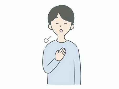 深呼吸する男性：寒色バージョン 呼吸,深呼吸,安心,リラックス,男性,上半身,大人,一息,健康,瞑想のイラスト素材