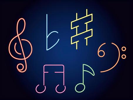 ネオンの音符 ト音記号,ヘ音記号,ネオン,シンプル,ライト,クリスマス素材,クリスマスアイテム,クリスマス,xmas,christmasのイラスト素材