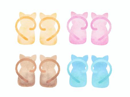 しっぽでハートを描くペアネコちゃん 猫,ネコ,動物,しっぽ,ペア,アイコン,ワンポイント,後姿,かわいい,パステルのイラスト素材