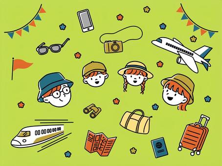 Illustration, a trip, family, golden week, 