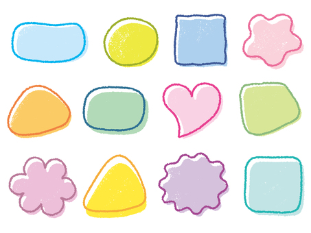 じわじわ線版画風ランダムフレームセット フレーム,色フレーム,手描きのイラスト素材