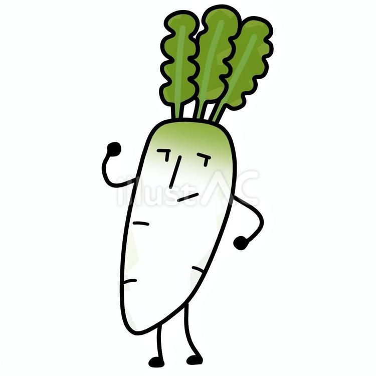 大根＿大人しい 大根,野菜,キャラクターのイラスト素材