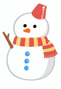 縞々マフラーの雪だるま