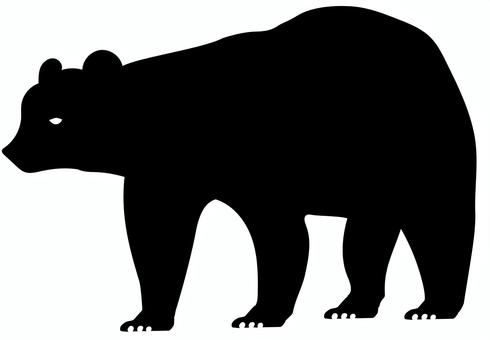 シルエット熊注意喚起 熊,イラスト,アイコン,シルエット,注意喚起のイラスト素材