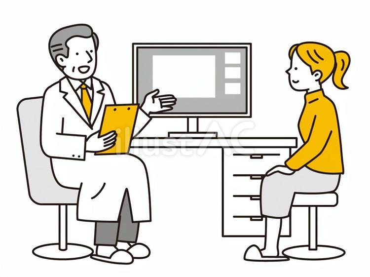 病院で診察結果の説明を聞く若い女性 診察,若い,女性のイラスト素材