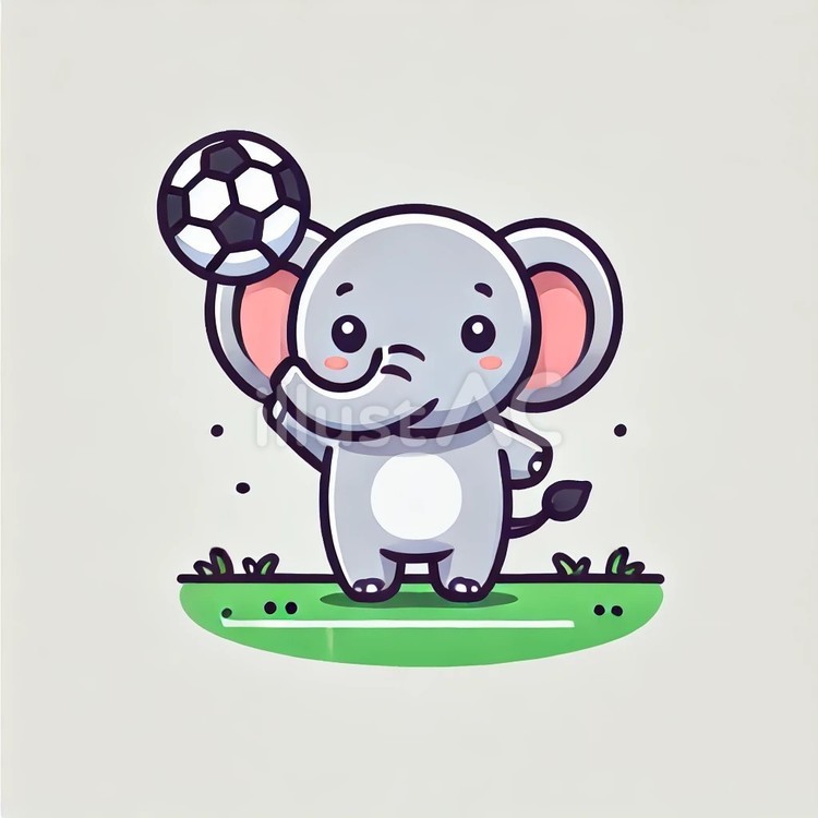 サッカーボールを投げるゾウ 象,サッカー,ボールのイラスト素材