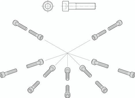 六角穴付きボルト1 六角穴付きボルト,キャップボルト,キャップスクリュー,ボルト,アイソメ図のイラスト素材