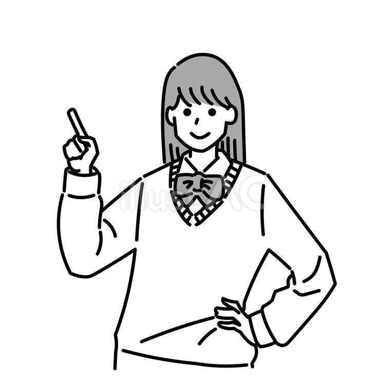 人差し指を突き立てる女子生徒 女性,生徒,学生のイラスト素材