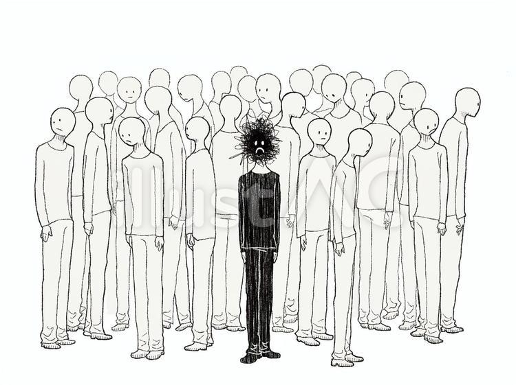 集団　孤高　仲間外れ(背景のみ透過) 集団,孤高,仲間外れのイラスト素材